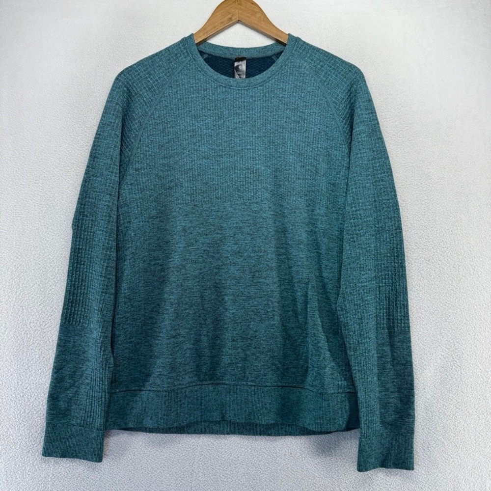 Lululemon Sweater Mens Medium Blue Engineered Warmth Crew Activewear Wool Blend